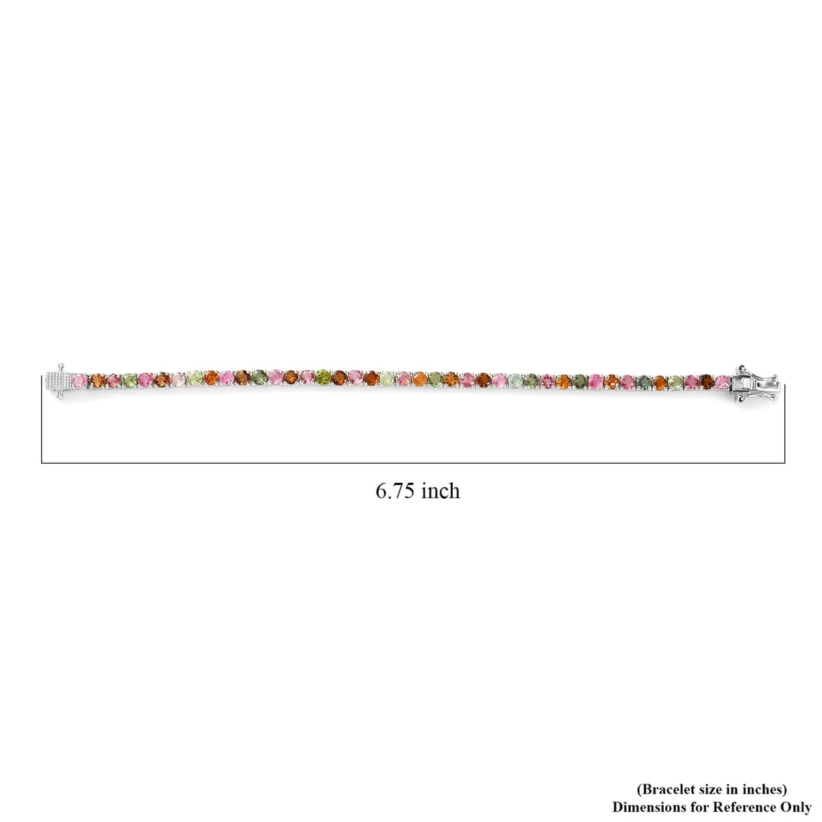 Multi-Tourmaline Tennis Bracelet In Platinum Over Sterling Silver (6.50 In) 6.70 Ctw (Del. In 5-7 Days) 7 Multi-Tourmaline Tennis Bracelet In Platinum Over Sterling Silver (6.50 In) 6.70 Ctw (Del. In 5-7 Days) - Image 5