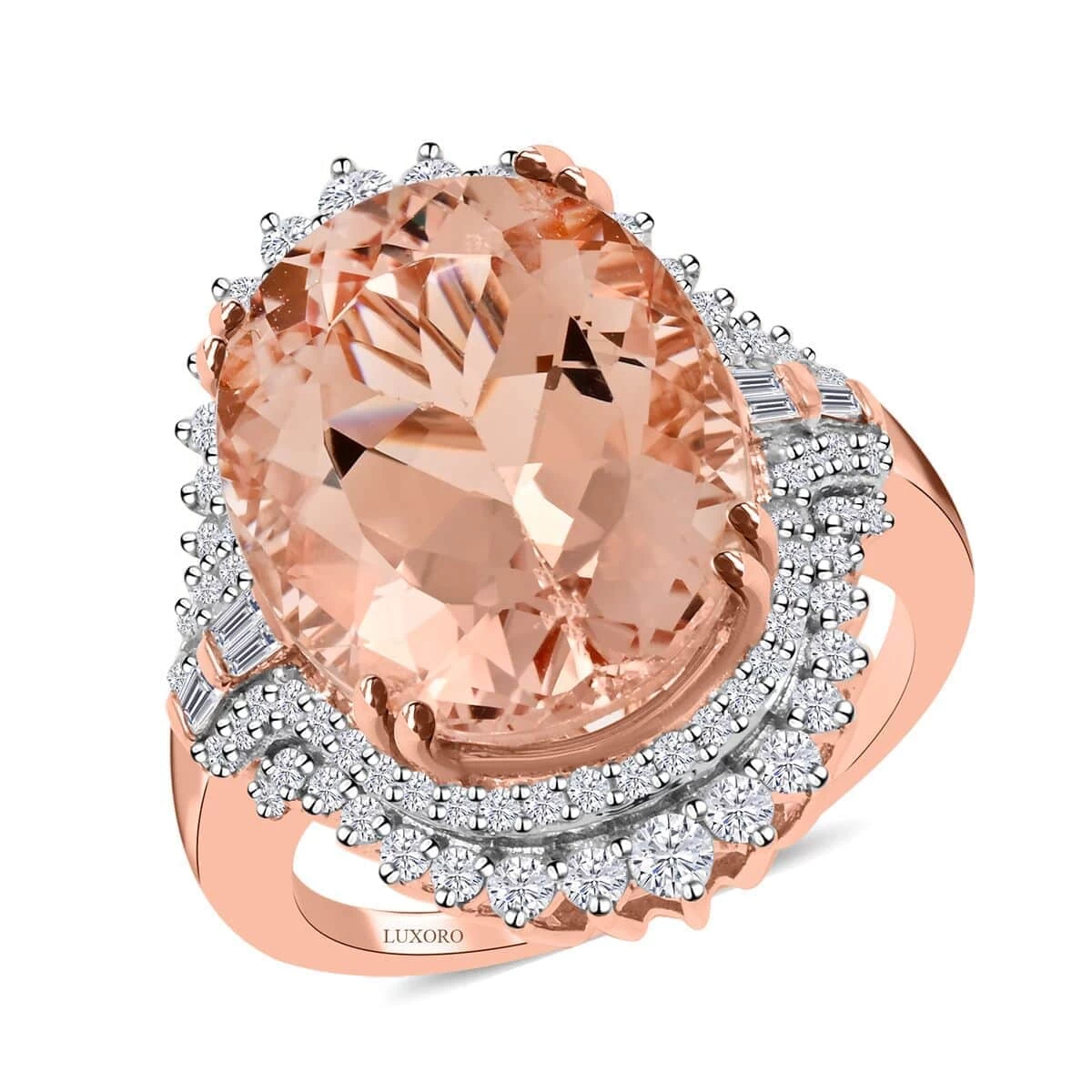 Luxoro 14K Rose Gold Marropino Morganite And Diamond G-H I2 Ring 9 Grams 11.85 Ctw 3 Luxoro 14K Rose Gold Marropino Morganite And Diamond G-H I2 Ring 9 Grams 11.85 Ctw