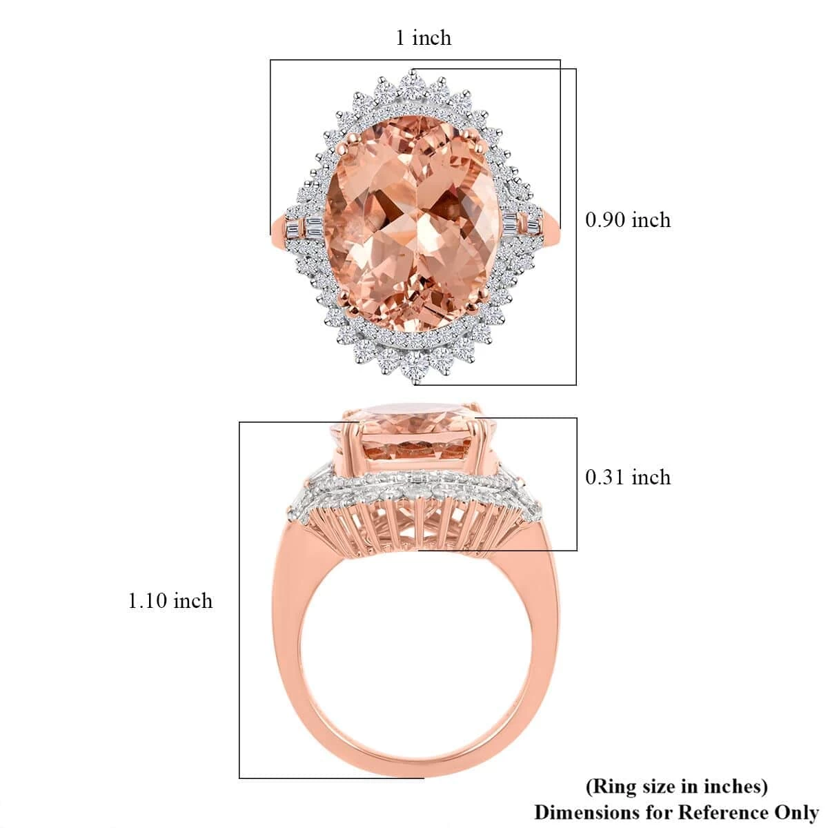 Luxoro 14K Rose Gold Marropino Morganite And Diamond G-H I2 Ring 9 Grams 11.85 Ctw 8 Luxoro 14K Rose Gold Marropino Morganite And Diamond G-H I2 Ring 9 Grams 11.85 Ctw - Image 6