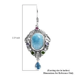 Artisan Crafted Larimar And Multi Gemstone Earrings In Sterling Silver 16.00 Ctw -Jewelry store 7566444 4