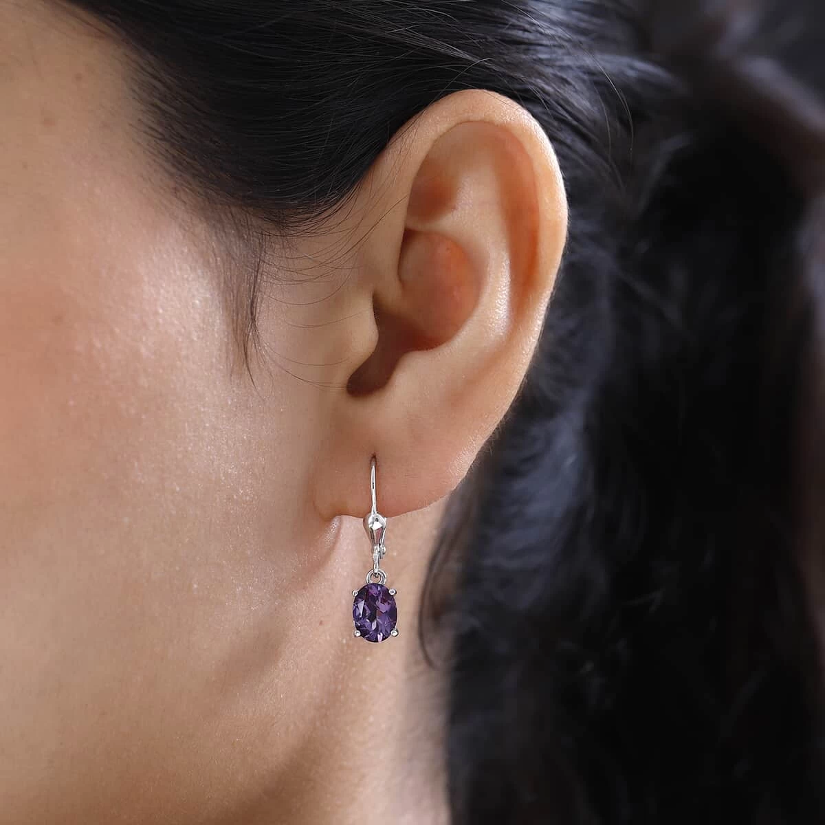 Premium Uruguayan Amethyst Lever Back Earrings In Platinum Over Sterling Silver 2.40 Ctw 5 Premium Uruguayan Amethyst Lever Back Earrings In Platinum Over Sterling Silver 2.40 Ctw - Image 3