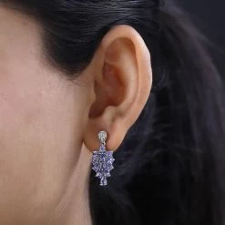 Tanzanite And White Zircon Earrings In Platinum Over Sterling Silver 3.60 Ctw -Jewelry store 7567480 2