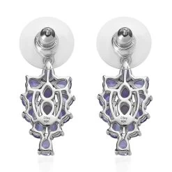 Tanzanite And White Zircon Earrings In Platinum Over Sterling Silver 3.60 Ctw -Jewelry store 7567480 3
