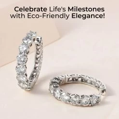 Moissanite Hoop Earrings In Platinum Over Sterling Silver 6.75 Ctw -Jewelry store 7567563 1