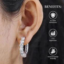 Moissanite Hoop Earrings In Platinum Over Sterling Silver 6.75 Ctw -Jewelry store 7567563 3