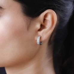 White Zircon Hoop Earrings In Platinum Over Sterling Silver 0.75 Ctw 9 White Zircon Hoop Earrings In Platinum Over Sterling Silver 0.75 Ctw -Jewelry store 7567608 2