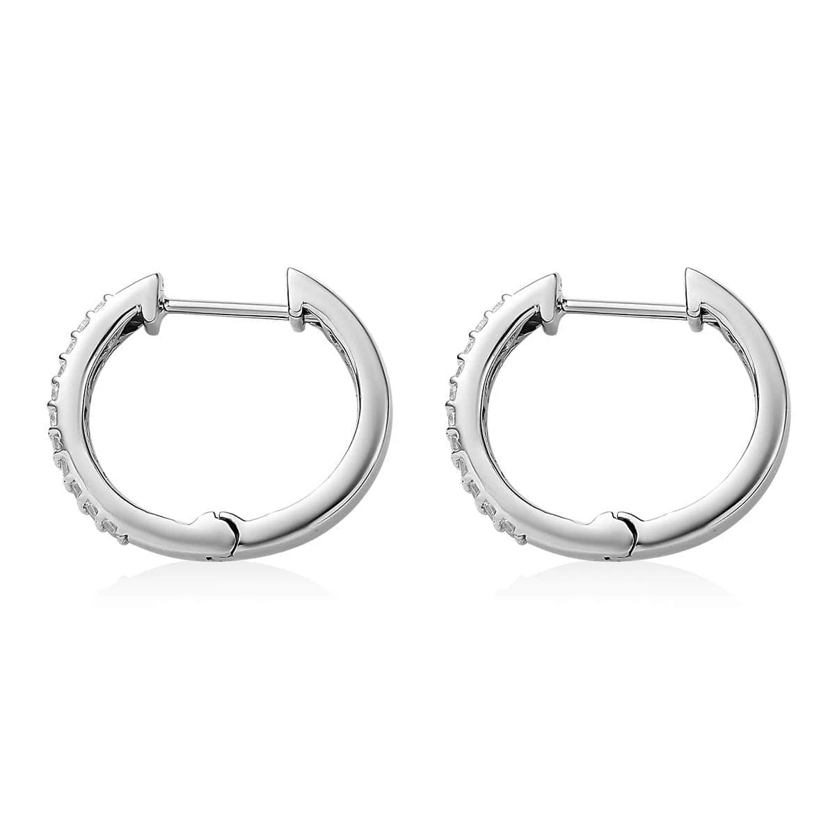 White Zircon Hoop Earrings In Platinum Over Sterling Silver 0.75 Ctw 6 White Zircon Hoop Earrings In Platinum Over Sterling Silver 0.75 Ctw - Image 4