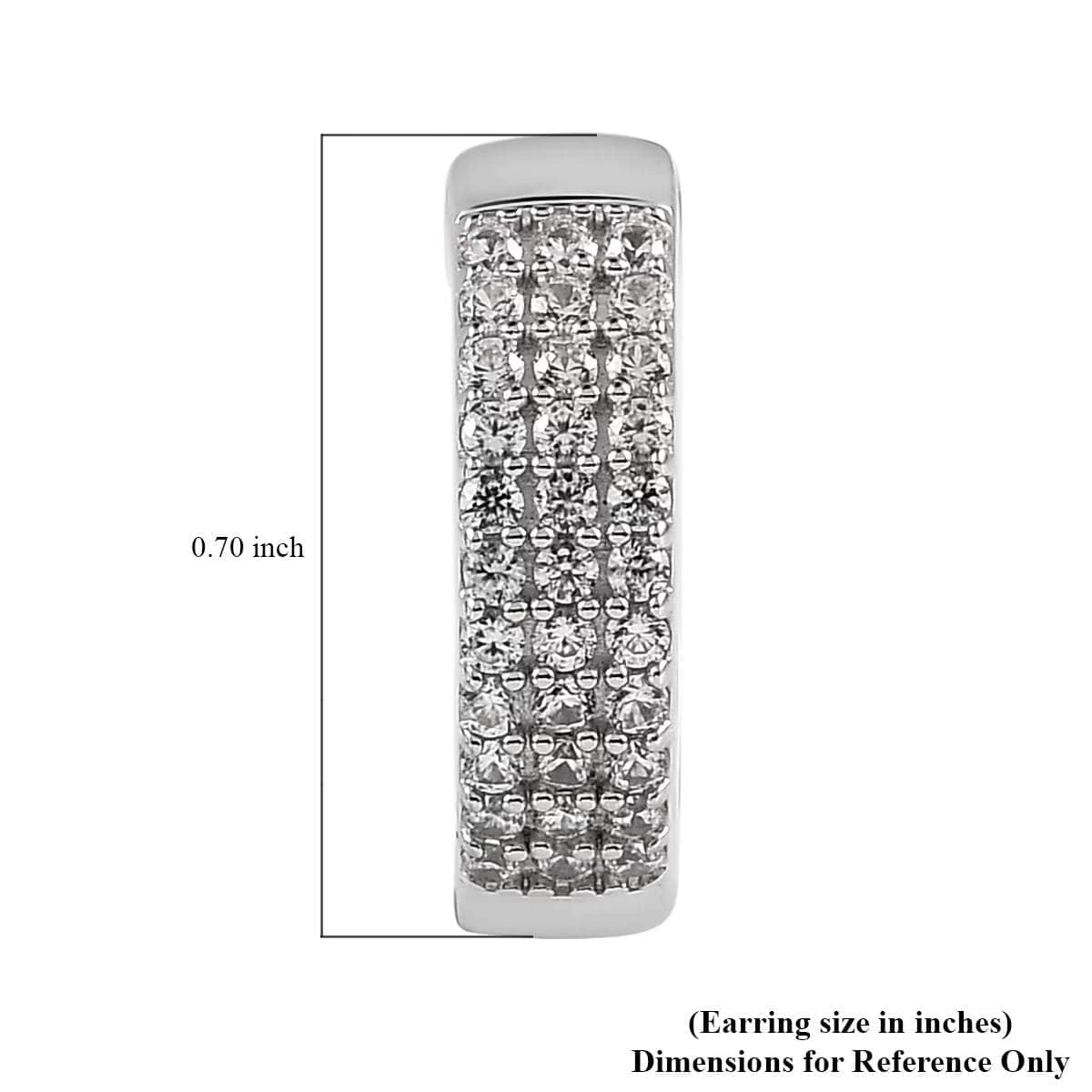 White Zircon Hoop Earrings In Platinum Over Sterling Silver 0.75 Ctw 7 White Zircon Hoop Earrings In Platinum Over Sterling Silver 0.75 Ctw - Image 5