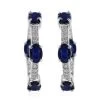 Madagascar Blue Sapphire (DF) And White Zircon Hoop Earrings In Platinum Over Sterling Silver 4.85 Ctw -Jewelry store 7567683