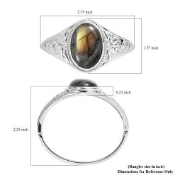 Malagasy Labradorite Bangle Bracelet In Stainless Steel (6.50 In) 33.50 Ctw -Jewelry store 7567701 6