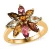 Multi-Tourmaline Floral Ring In Vermeil Yellow Gold Over Sterling Silver 2.00 Ctw -Jewelry store 7567732