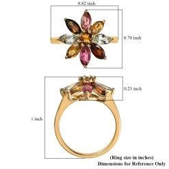 Multi-Tourmaline Floral Ring In Vermeil Yellow Gold Over Sterling Silver 2.00 Ctw -Jewelry store 7567732 5