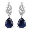 Madagascar Blue Sapphire (DF) And White Zircon Drop Earrings In Platinum Over Sterling Silver 4.00 Ctw -Jewelry store 7567800