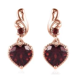 Mozambique Garnet Dangling Earrings In Vermeil Rose Gold Over Sterling Silver 3.00 Ctw