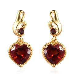 Mozambique Garnet Dangling Earrings In Vermeil Yellow Gold Over Sterling Silver 2.90 Ctw