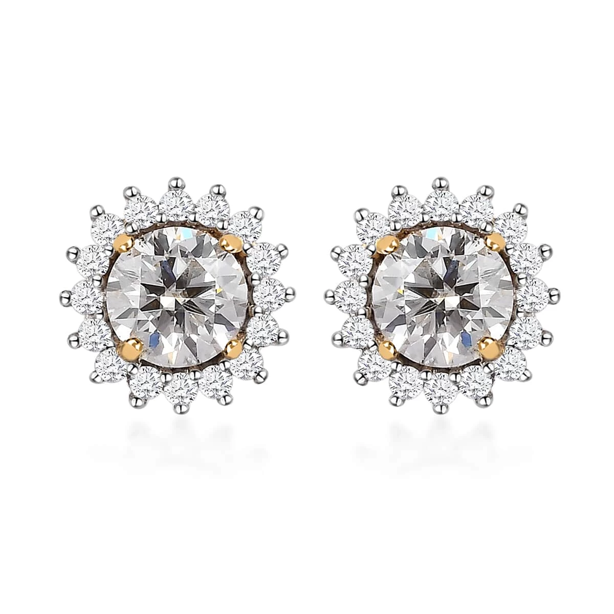 Moissanite Solitaire Stud Earrings In Vermeil Yellow Gold Over Sterling Silver 1.75 Ctw 3 Moissanite Solitaire Stud Earrings In Vermeil Yellow Gold Over Sterling Silver 1.75 Ctw