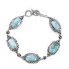 Artisan Crafted Larimar And Orissa Rhodolite Garnet Bracelet In Sterling Silver (8.00 In) 21.60 Ctw -Jewelry store 7568239