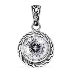 Bali Legacy 120 Facet Moissanite Pendant In Sterling Silver 3.40 Ctw