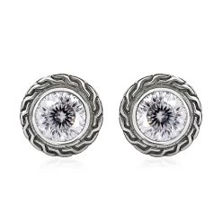 Bali Legacy 120 Facet Moissanite Stud Earrings In Sterling Silver 3.60 Ctw