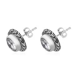 Bali Legacy 120 Facet Moissanite Stud Earrings In Sterling Silver 3.60 Ctw -Jewelry store 7569070 3