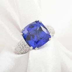 Certified Rhapsody 950 Platinum AAAA Tanzanite, Diamond (E-F, VS) Solitaire Ring (9 G) (Del. In 5-7 Days) 5.00 Ctw -Jewelry store 7569986 1