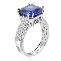 Certified Rhapsody 950 Platinum AAAA Tanzanite, Diamond (E-F, VS) Solitaire Ring (9 G) (Del. In 5-7 Days) 5.00 Ctw -Jewelry store 7569986 3