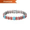 Sleeping Beauty Turquoise And Oregon Peach Opal Bracelet In Platinum Over Sterling Silver (6.50 In) 19.10 Ctw