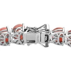 Sleeping Beauty Turquoise And Oregon Peach Opal Bracelet In Platinum Over Sterling Silver (6.50 In) 19.10 Ctw -Jewelry store 7570028 3