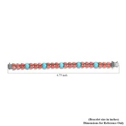Sleeping Beauty Turquoise And Oregon Peach Opal Bracelet In Platinum Over Sterling Silver (6.50 In) 19.10 Ctw -Jewelry store 7570028 4