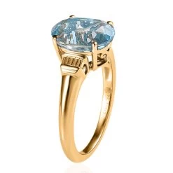 Sky Blue Topaz Solitaire Ring In Vermeil Yellow Gold Over Sterling Silver 3.35 Ctw -Jewelry store 7570082 3