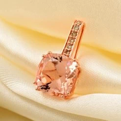 Certified And Appraised Luxoro 14K Rose Gold AAA Marropino Morganite And G-H I2 Diamond Pendant 3.75 Ctw -Jewelry store 7570088 1