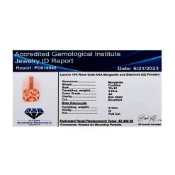 Certified And Appraised Luxoro 14K Rose Gold AAA Marropino Morganite And G-H I2 Diamond Pendant 3.75 Ctw -Jewelry store 7570088 6