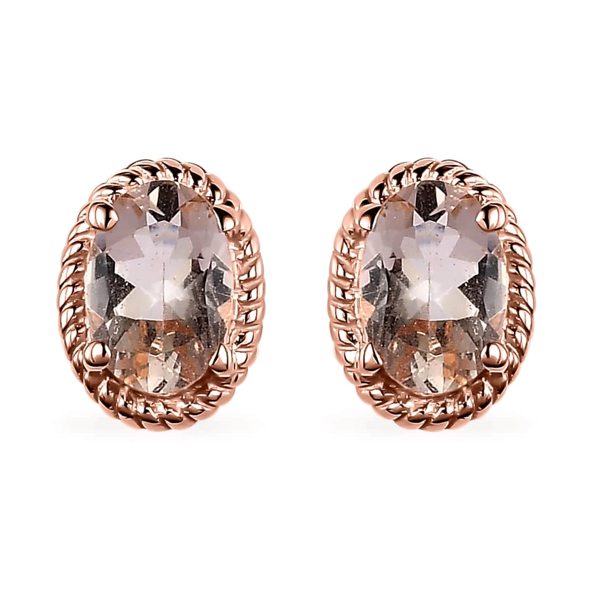 Marropino Morganite Solitaire Stud Earrings In Vermeil Rose Gold Over Sterling Silver 0.85 Ctw 3 Marropino Morganite Solitaire Stud Earrings In Vermeil Rose Gold Over Sterling Silver 0.85 Ctw