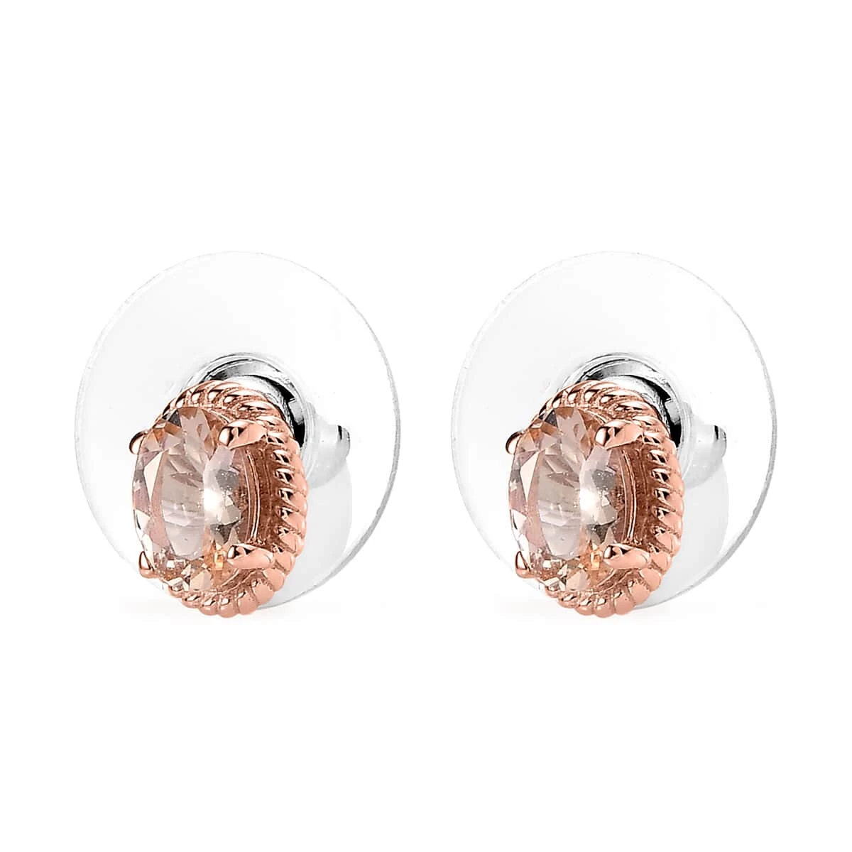 Marropino Morganite Solitaire Stud Earrings In Vermeil Rose Gold Over Sterling Silver 0.85 Ctw 6 Marropino Morganite Solitaire Stud Earrings In Vermeil Rose Gold Over Sterling Silver 0.85 Ctw - Image 4