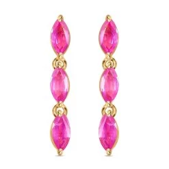 Multi-Tourmaline Dangling Earrings In Vermeil Yellow Gold Over Sterling Silver 1.60 Ctw