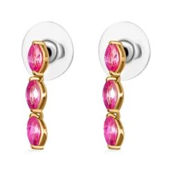 Multi-Tourmaline Dangling Earrings In Vermeil Yellow Gold Over Sterling Silver 1.60 Ctw -Jewelry store 7570232 3