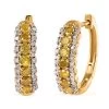 Yellow And White Diamond Hoop Earrings In Vermeil Yellow Gold Over Sterling Silver 1.00 Ctw -Jewelry store 7570625