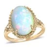 Luxoro 10K Yellow Gold AAA Ethiopian Welo Opal And I3 Natural Yellow Diamond Halo Ring 4.20 Ctw 2 Luxoro 10K Yellow Gold AAA Ethiopian Welo Opal And I3 Natural Yellow Diamond Halo Ring 4.20 Ctw -Jewelry store 7570998