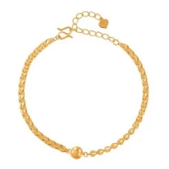 24K Yellow Gold Electroform 2.5mm Phoenix Tail Chain Bracelet (6.50-8.0In) 4.35 Grams