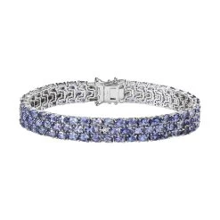 Karis Tanzanite Three-Row Bracelet In Platinum Bond (7.25 In) (Del. In 5-7 Days) 21.00 Ctw