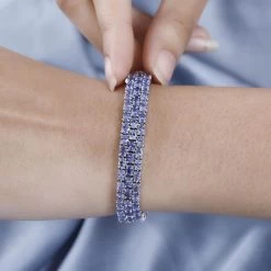Karis Tanzanite Three-Row Bracelet In Platinum Bond (7.25 In) (Del. In 5-7 Days) 21.00 Ctw -Jewelry store 7571899 2