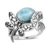 Larimar Dragonfly Ring In Sterling Silver 3.25 Ctw -Jewelry store 7571975