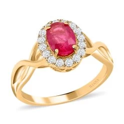 Certified & Appraised Iliana 18K Yellow Gold AAA Mozambique Ruby And G-H SI Diamond Infinity Shank Ring 4.05 Grams 1.25 Ctw (Del. In 7-10 Days)