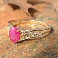 Certified & Appraised Luxoro 14K Yellow Gold AAA Mozambique Ruby And G-H I2 Diamond Ring 1.50 Ctw (Del. In 7-10 Days) -Jewelry store 7574311 1