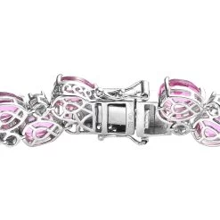 Premium Radiant Orchid Quartz (Triplet) And White Zircon Bracelet In Platinum Over Sterling Silver (6.50 In) 34.00 Ctw -Jewelry store 7574510 3