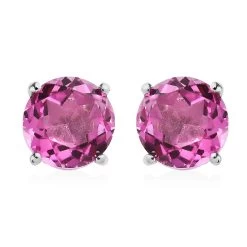 Radiant Orchid Quartz (Triplet) Solitaire Stud Earring In Platinum Over Sterling Silver 4.50 Ctw