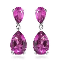 Radiant Orchid Quartz (Triplet) Drop Earrings In Platinum Over Sterling Silver 8.75 Ctw