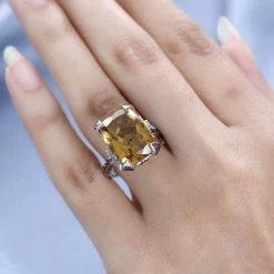GP Italian Garden Collection AAA Brazilian Citrine And Multi Gemstone Ring In Platinum Over Sterling Silver 11.25 Ctw -Jewelry store 7575330 2