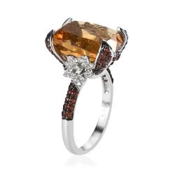 GP Italian Garden Collection AAA Brazilian Citrine And Multi Gemstone Ring In Platinum Over Sterling Silver 11.25 Ctw -Jewelry store 7575330 3