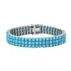Premium Sleeping Beauty Turquoise Cluster Bracelet In Platinum Over Sterling Silver (8.00 In) 39.10 Ctw -Jewelry store 7575570